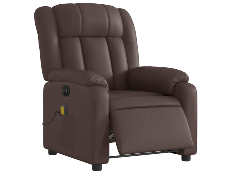  Fauteuil de relaxation tv fonction massage inclinable électrique 6 points de massage en pvc marron dec027206  - Conforama C