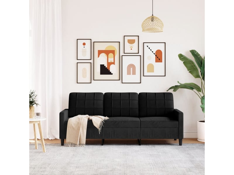  Canapé de salon | canapé 3 places noir 180 cm velours  - Conforama C