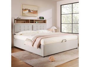 Lit coffre 160x200 cm coloris beige