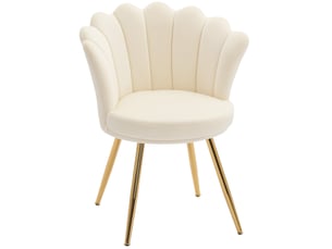 Fauteuil coquillage en velours pieds en métal 67x64x77 cm