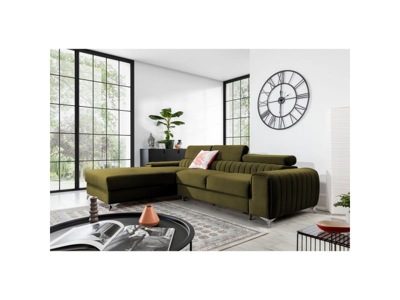 Canapé d'angle gauche vert olive convertible 3 places jayson confort modulable - Conforama E
