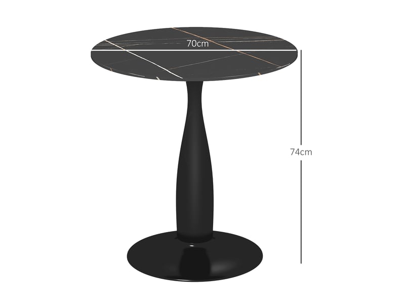  Table de salle à manger ronde, acier thermolaqué, mdf mélaminé, pieds antidérapants, 70 x 74 cm, noire  - Conforama E