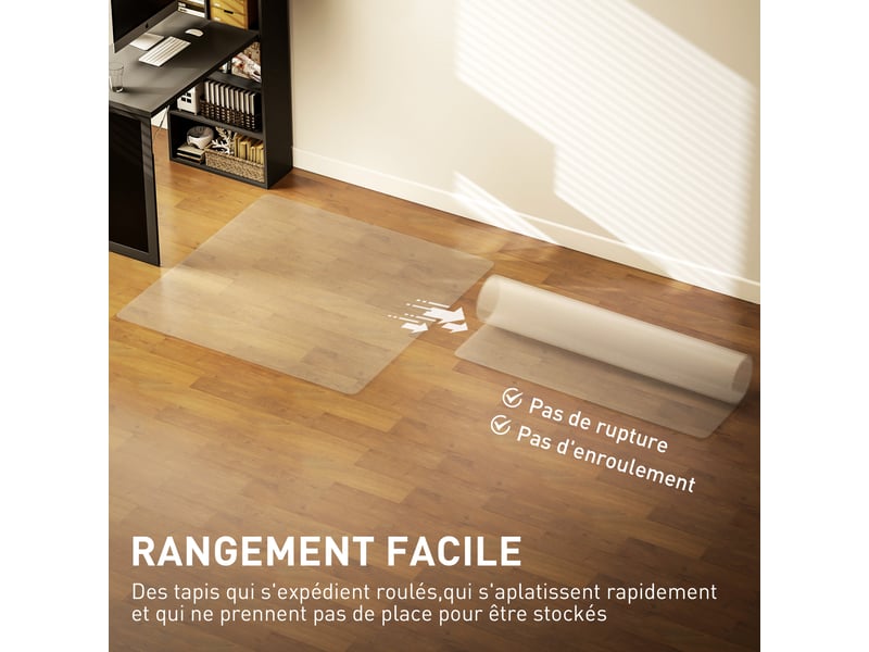  Tapis de chaise de rectangulaire bureau, antidérapants en plastique transparent 120x120cm  - Conforama E