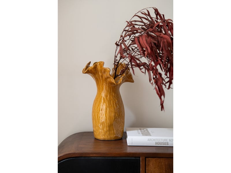  Vase corolle en argile yves 30cm moutarde  - Conforama E