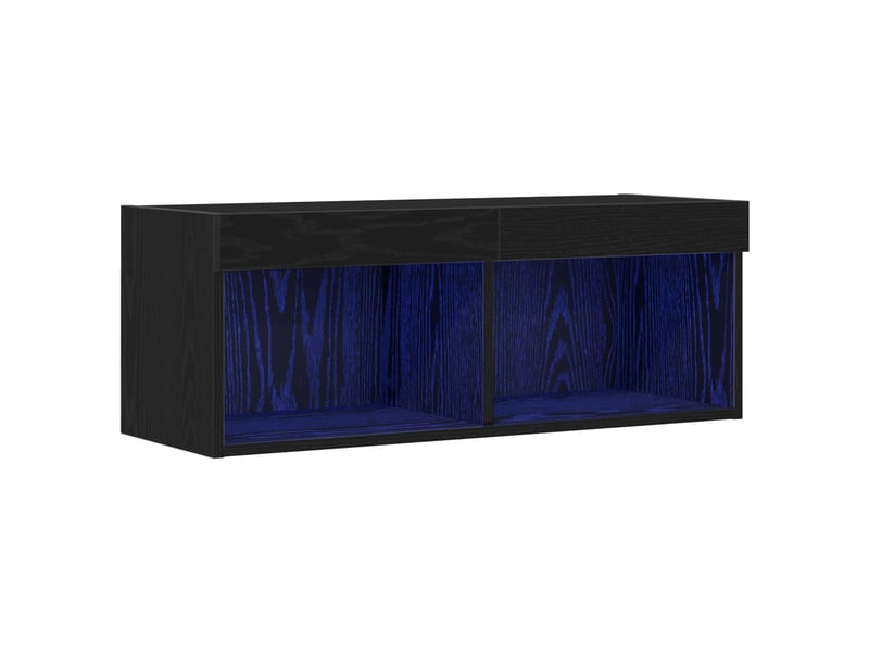 Ensemble meuble tv - banc tv - meuble de rangement 80 x 30 x 30 cm chêne noir bois d'ingénierie - Conforama A