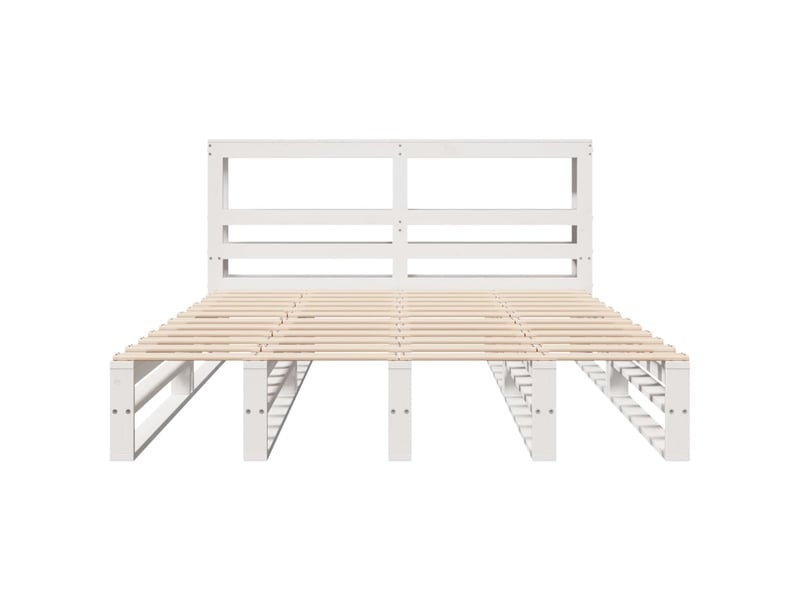  Lit double- lit adulte -  cadre de lit sans matelas blanc 120x190 cm bois de pin massif  - Conforama C