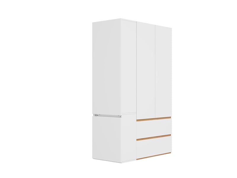 Armoire combinée blanche 120 cm avec miroir, coiffeuse, penderie et 2 tiroirs IKSETERA TRADING LTD - Conforama A