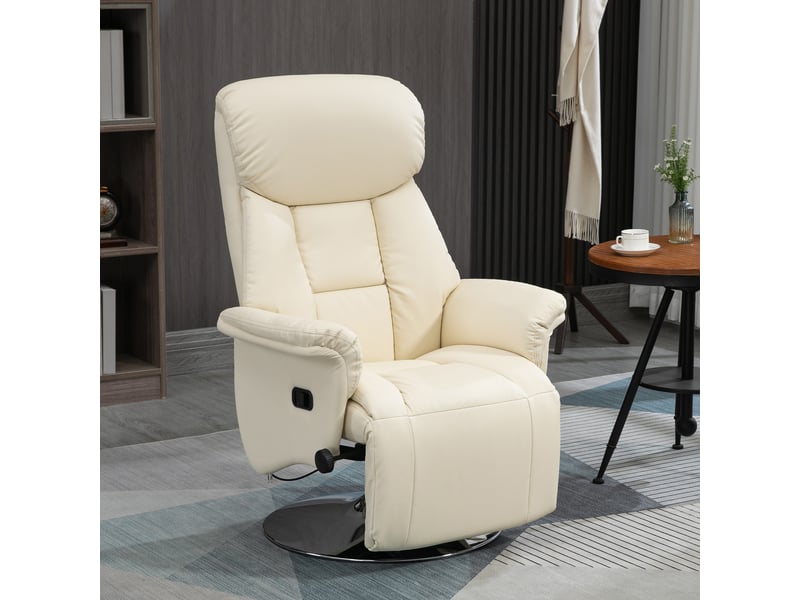  Fauteuil de relaxation inclinable et pivotant crème 78x80x109 cm  - Conforama B