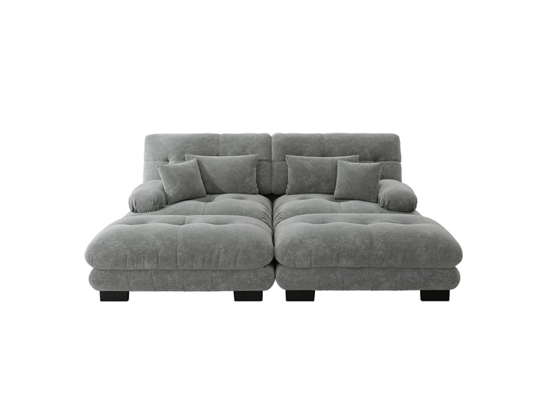 Canapé d'angle modulable - forme l - ottomans - coussins lombaires - tissu chenille - mobilier de salon - grand confort - gris CozyNest - Conforama A