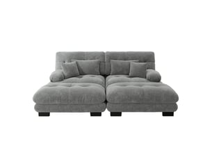 Canapé d'angle modulable - forme l - ottomans - coussins lombaires - tissu chenille - mobilier de salon - grand confort - gris