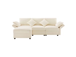 Canapé d'angle réversible fixe <strong>MERAX</strong> <strong>Canapé d'angle beige</strong> 4 places Tissu beige