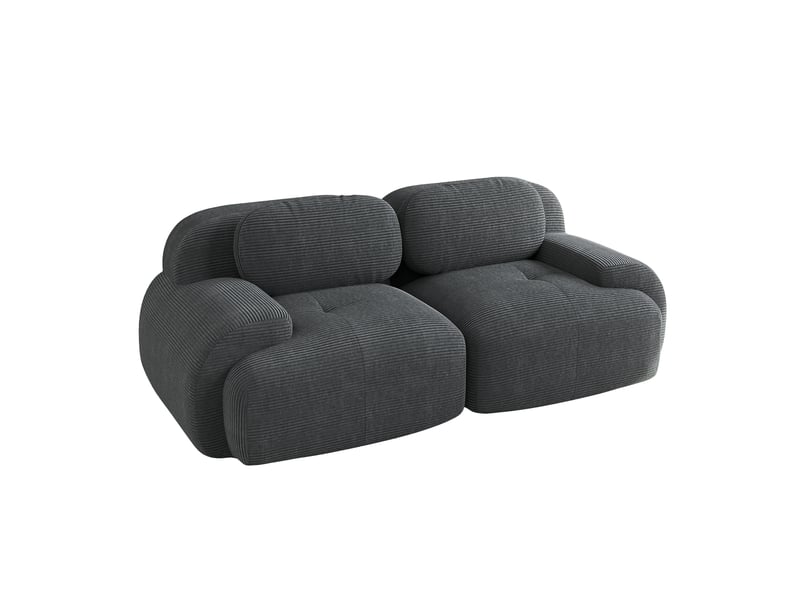  Canapé 208x103x70 cm 2 places en velours côtelé, sofa modulable sans cadre avec accoudoirs arrondis, assise moelleuse et sans montage - gris  - Conforama A
