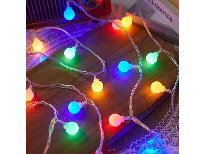 Guirlande lumineuse boule 10m 8 modes et fonction pour la décoration de fête, balcon, éclairage de noël - Conforama E