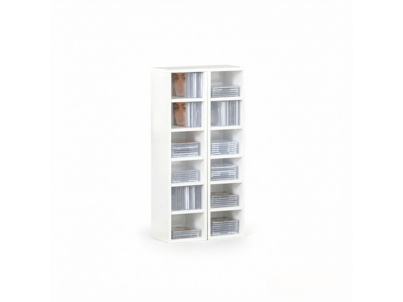  Étagère range-cd tour de rangement multimédia 12 compartiments blanc T5828P554247 - Conforama A