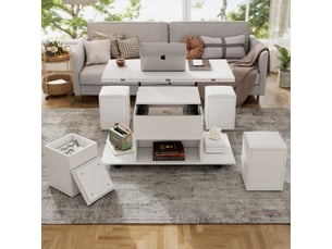 Table basse carré(e) coloris blanc <strong>MERAX</strong> <strong>table basse blanc</strong> - 100 cmx100 cm