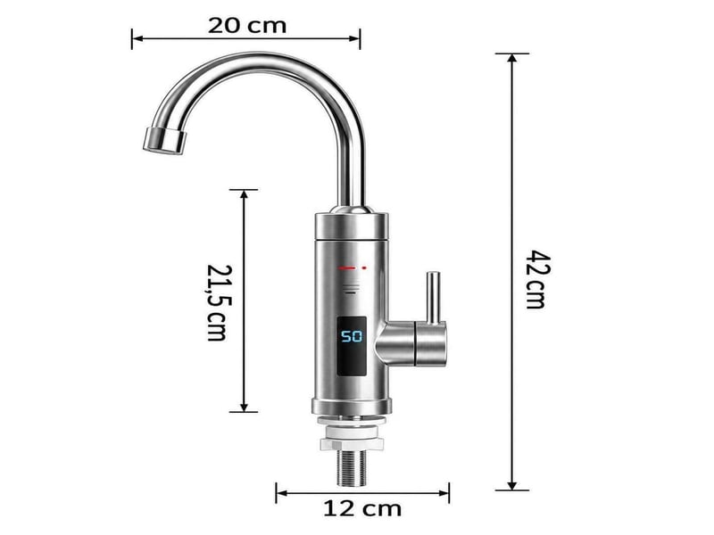 Mitigeur électrique instantané avec écran led – robinet chauffant inox 304 rotatif 360° - Conforama C