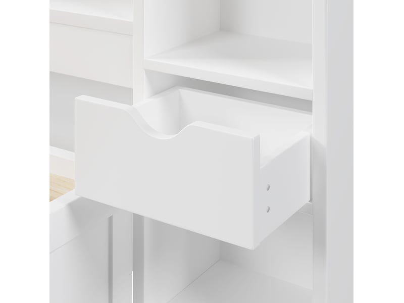  Lit avec rangement 180x200 cm, 3 tiroirs et rangements tête et pied, led et usb, en bois, blanc  - Conforama E