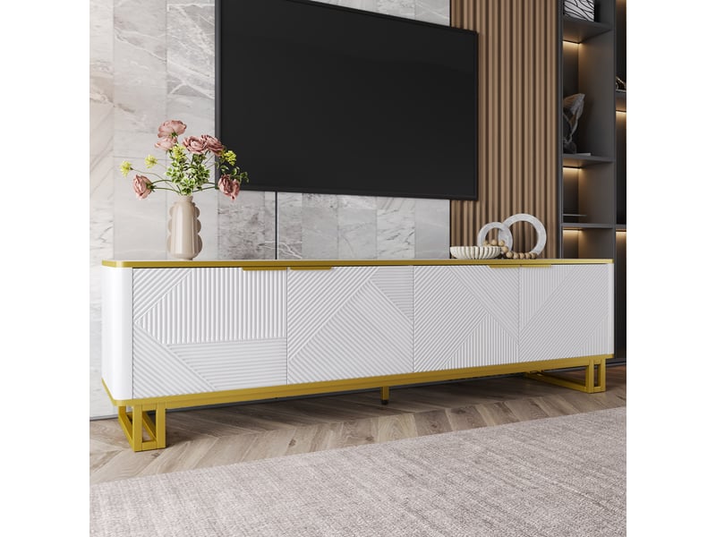  Meuble tv blanc 160 cm mdf meuble tv blanc - Conforama D
