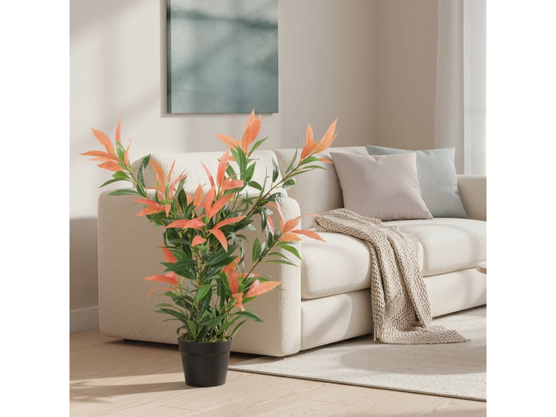  Photinia artificielle de 90 cm, 300 feuilles, branches ajustables, 45 x 45 x 90 cm, rouge et verte  - Conforama D