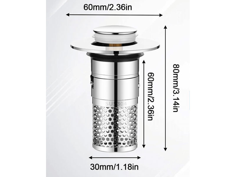 Bouchon de vidange en acier inoxydable 304 avec crépine, adapté aux trous d'un diamètre de 32 à 40 mm. - Conforama B
