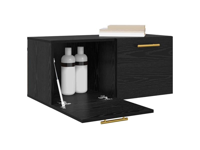  Meuble mural, rangement salon 80 x 36.5 x 35 cm bois d'ingénierie chêne noir shl3427  - Conforama C