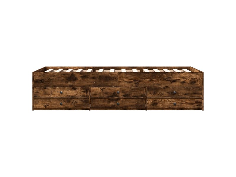 Lit simple- lit adulte - lit de jour avec tiroirs sans matelas chêne fumé 100x200 cm - Conforama C