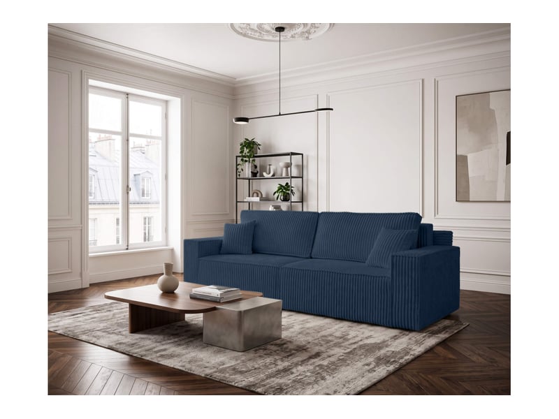  Farah - canapé droit assise profonde 3 places convertible en velours côtelé épais  - Conforama B