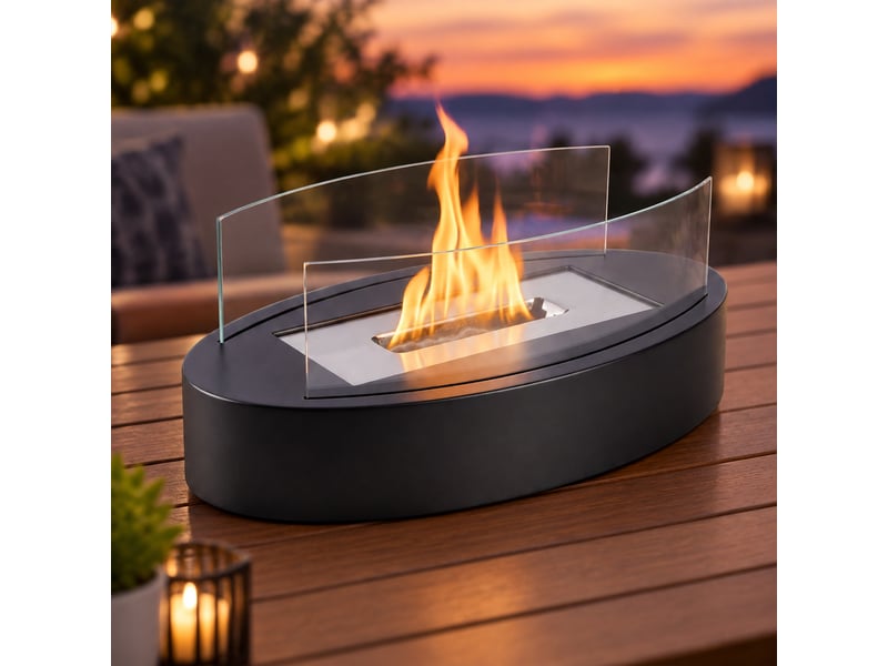 Zmh cheminée éthanol de table moderne intérieur et extérieur 34.7x19.7x13.6cm noir - Conforama B