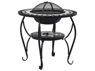 Table de foyer mosaïque noir et blanc 68 cm céramique