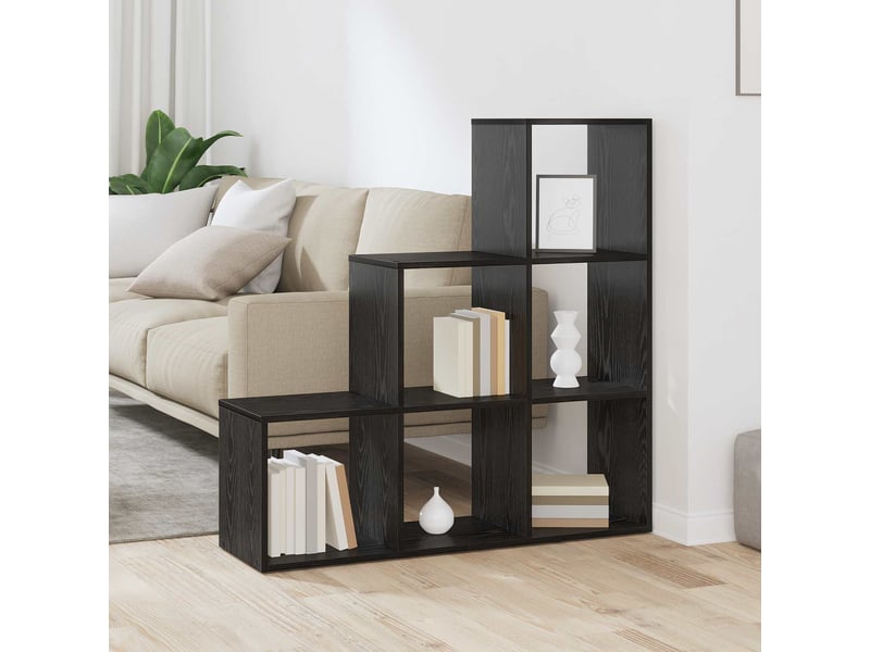  Cloison bibliothèque, meuble de rangement 6 niveaux 99 x 29 x 99 cm chêne noir  - Conforama B