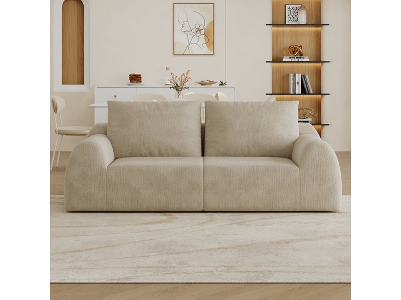  Canapé 2 places compressé 190x95x85 cm, revêtement en chenille, kaki  - Conforama C