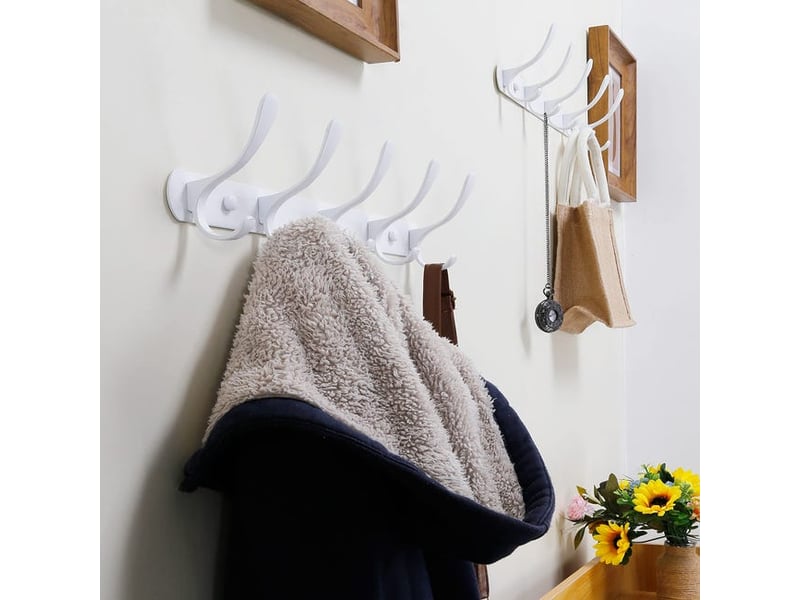  Porte-manteau mural moderne avec 5 crochets, robuste, en métal, pour accrocher vêtements, crochet blanc, idéal dans le débarras, l'entrée, multicolore XLH-ZLS-015609ZLS - Conforama D