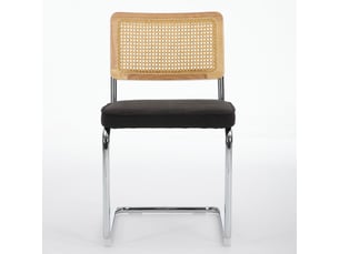 Lot de 2 chaises de salle à manger avec dossier en rotin, noir