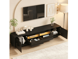 Meuble tv coloris noir 180 cm <strong>OKWISH</strong>  <strong></strong>