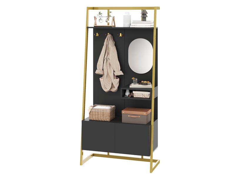 Portemanteau avec banc et rangement 78 x 180.5 cm en mdf noir - Conforama A