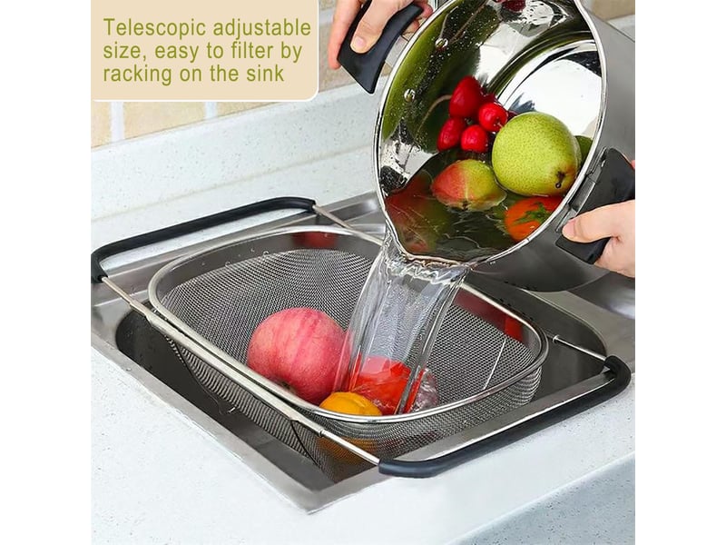  Passoire evier, passoire cuisine inox, passoire pliable, passoire fine cuisine, pour laver les légumes et les fruits, extensible, ustensiles de cuisin DNUIT001988M-XSJ - Conforama E