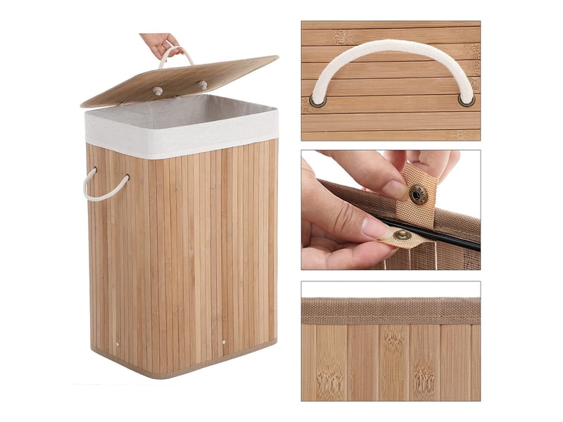 Panier à linge - leobert - naturel - 40 x 30 x 60 cm - Conforama D