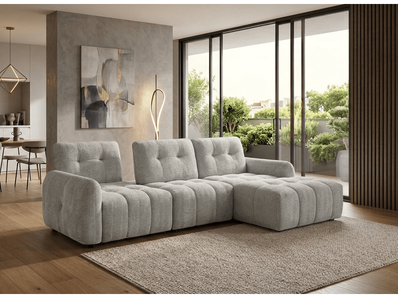 Canapé d'angle en velours tissé gris clair avec dossier réglable adonis - angle droit KF8618-2M-GRICL - Conforama C