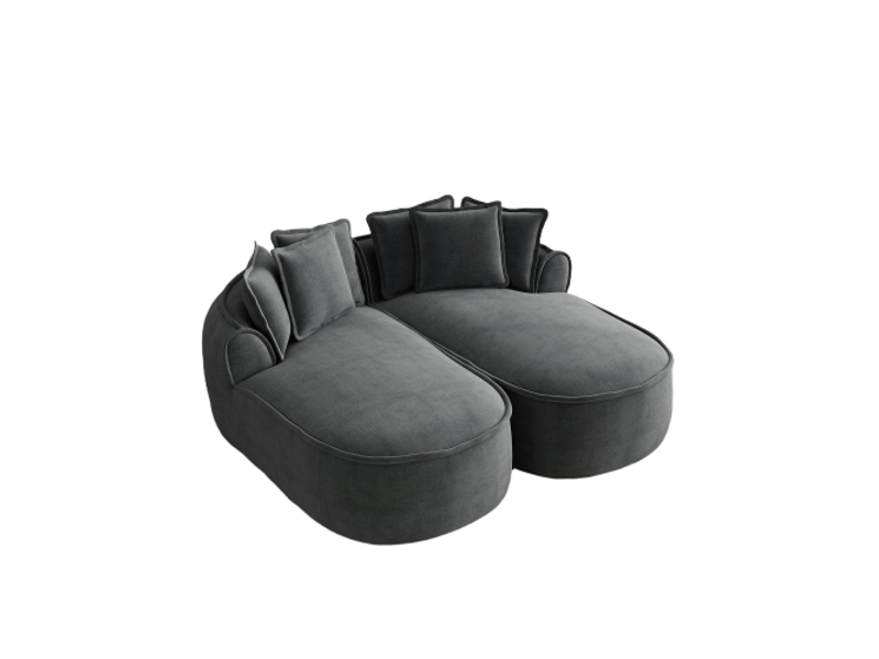 Canapé xxl gris en chenille, double méridienne, coussins inclus, sans montage - Conforama A