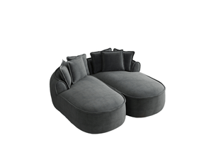 Canapé droit convertible 2 places Tissu gris