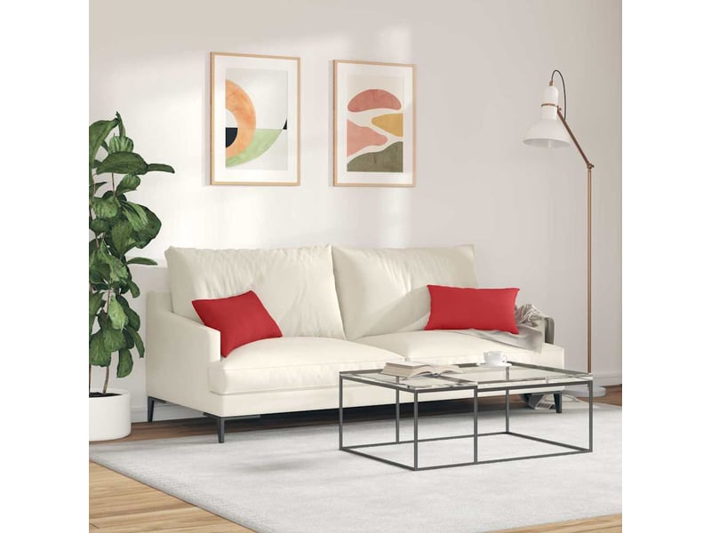 Lot de 2 coussins de canapé, coussins décoratifs tissu rouge 50 x 30 cm cf58943 - Conforama D