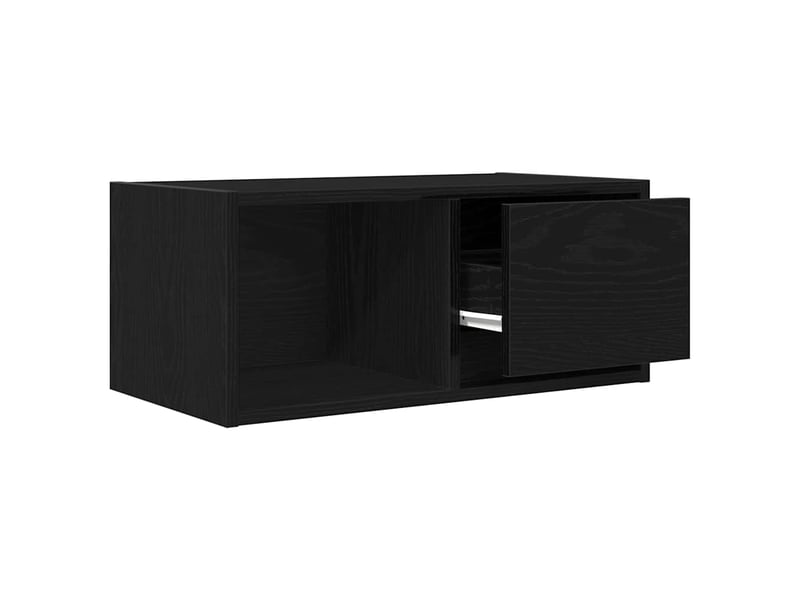  Lot de 2 meuble tv bas salon chêne noir 60x31x25,5 cm bois d'ingénierie shl6976  - Conforama E