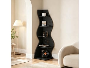 Étagère d'angle 5 niveaux en bois coloris noir 50 x 50 x 182.5 cm