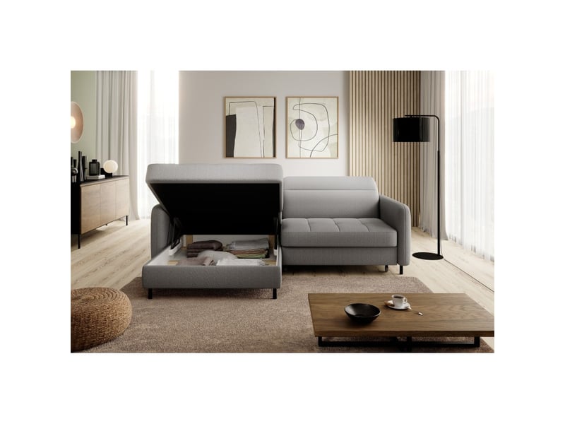  Canapé d'angle gris 3 places angle gauche mousse hr goumsi  - Conforama D