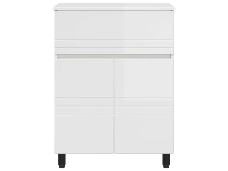  Unité de vanité de salle de bain, meuble de rangement blanc brillant 60x35x80 cm  - Conforama E
