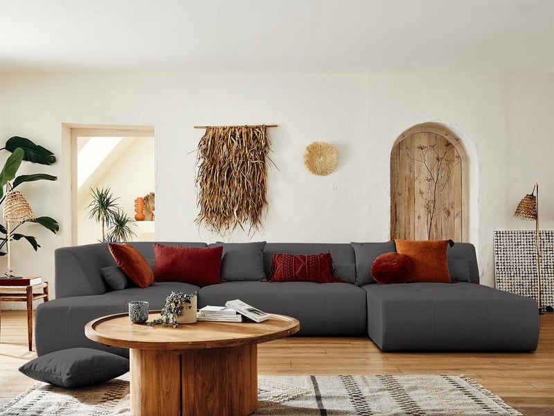  Onyx - canapé modulable panoramique d'angle gauche 7 places - en tissu - lisa design - gris foncé ONYX - Conforama D