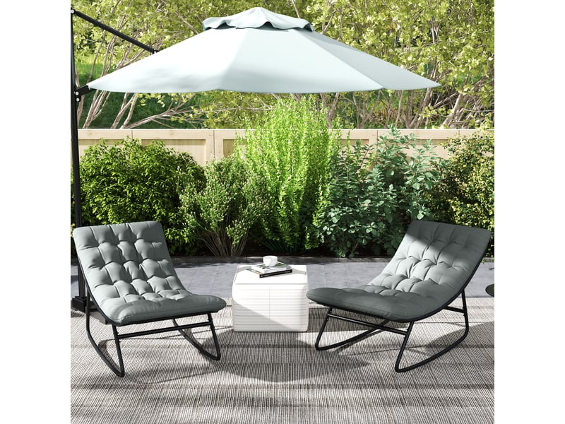 Lot de 2 fauteuils à bascule, chaise à bascule, rocking chair, polyester, 101x64x71cm, gris foncé - Conforama D