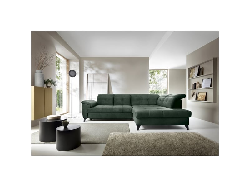  Canapé d'angle vert 5 places angle droit assise profonde inferno  - Conforama D