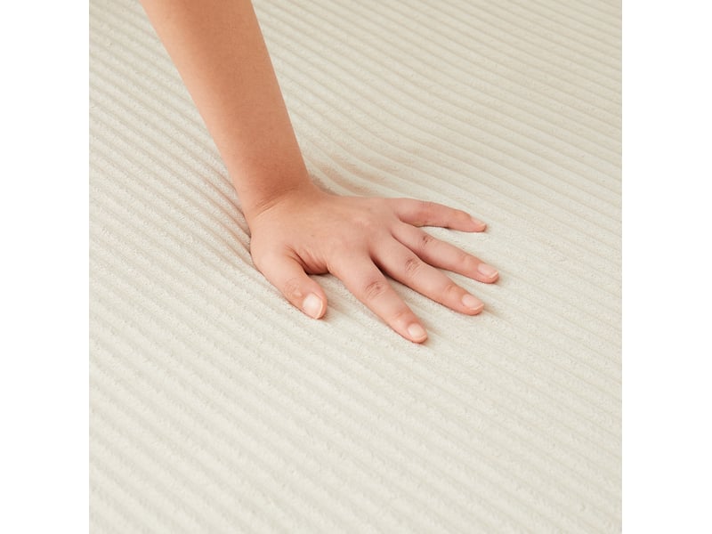  Canapé d'angle 4 places 220 x 155 x 70 cm beige en velours côtelé, méridienne et assise mi-souple  - Conforama E