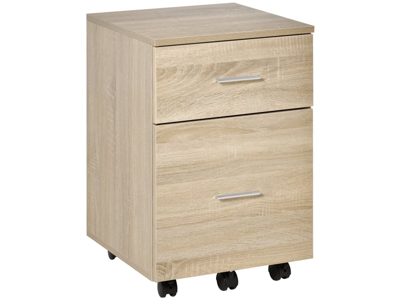  Classeur de bureau à 2 tiroirs, à roulettes, pour dossiers a4 ou lettre, 39,5 x 39 x 58,5 cm, chêne  - Conforama A